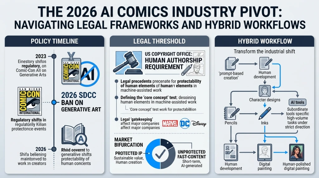 The 2026 AI Comics Industry Pivot: SDCC Bans and Copyright Realities