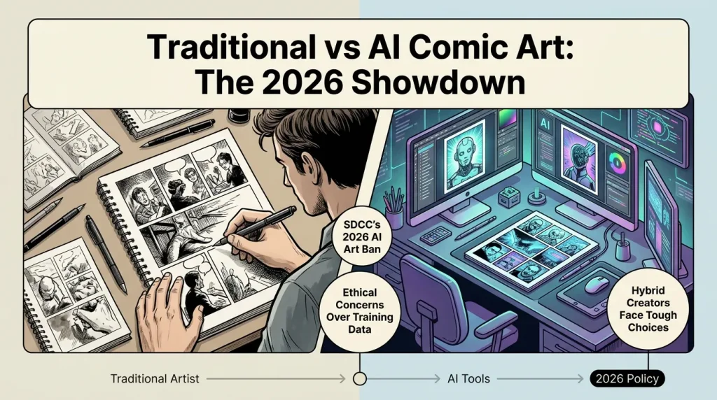 San Diego Comic-Con's AI Art Ban 2026: What It Means for Traditional vs AI Comic Creators