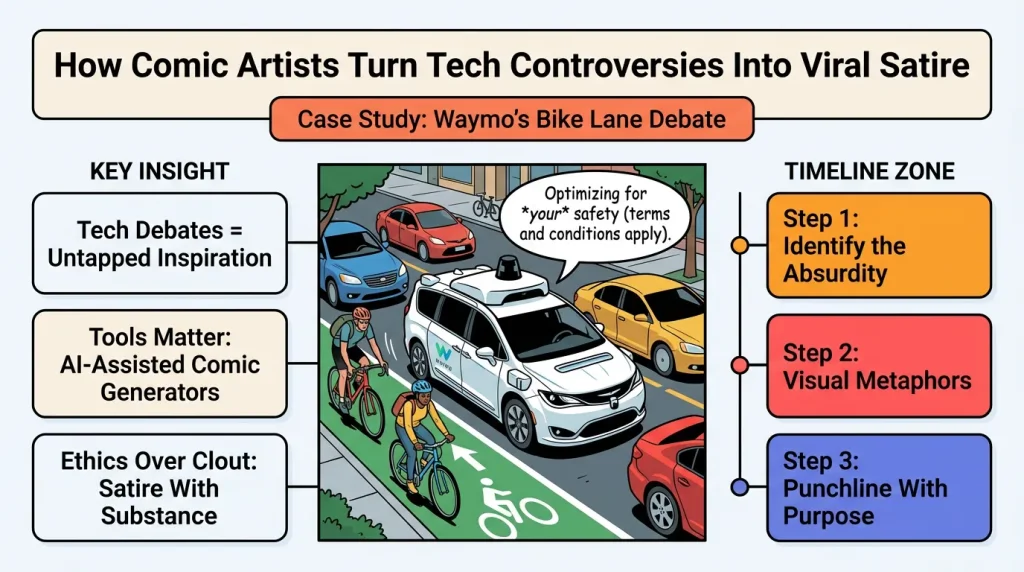 How Comic Artists Can Turn Tech Controversies Like Waymo's Bike Lane Debate Into Viral Satire