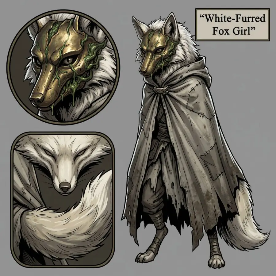 White-Furred Fox Girl portrait