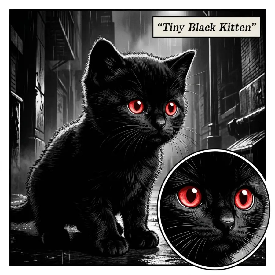 Tiny Black Kitten portrait