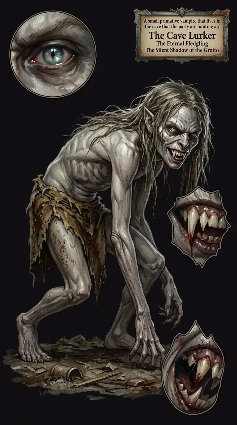 A small primative vampire that lives in the cave that the party are hunting at portrait