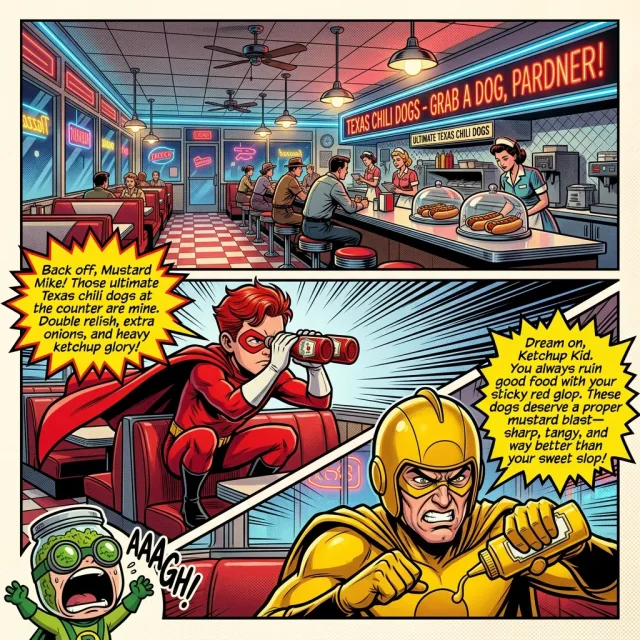 Ketchup Kid & Mustard Mike: “The Great Texas Diner Dog Showdown”