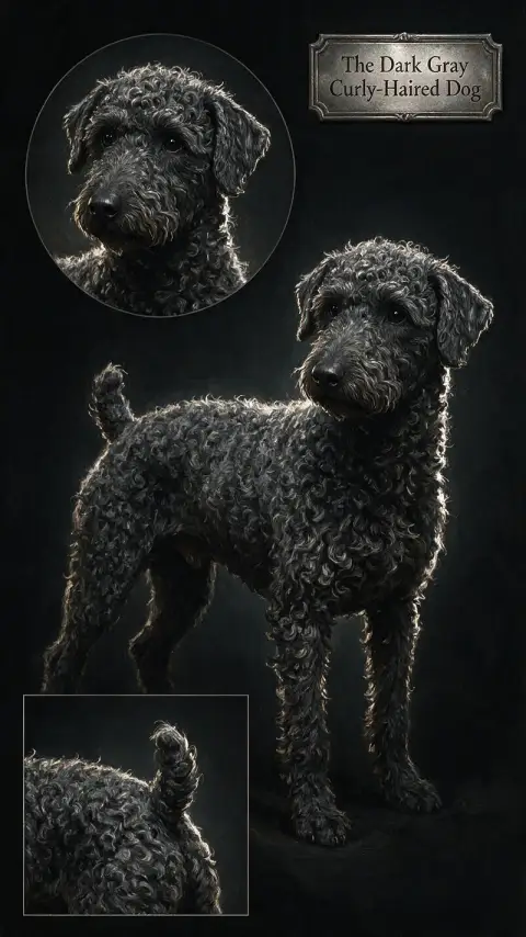 The Dark Gray Curly-Haired Dog