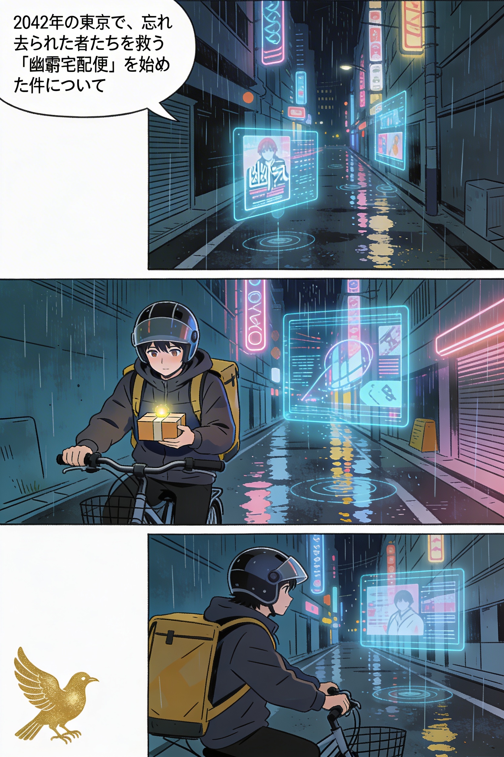 タイトル：2042年の東京で、忘れ去られた者たちを救う「幽霊宅配便」を始めた件について