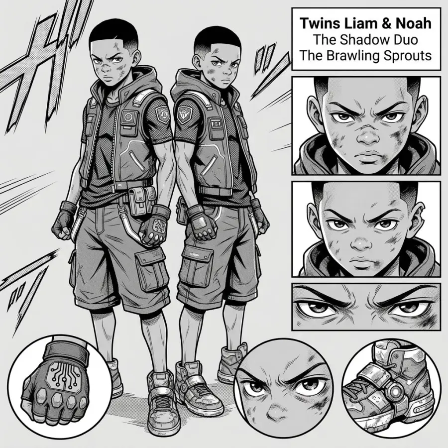 Twins Liam & Noah portrait