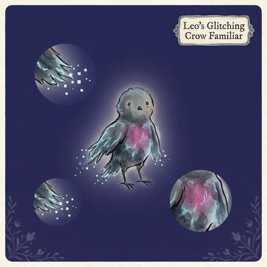 Leo's Glitching Crow Familiar portrait