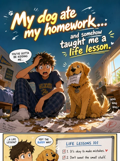 My dog ate my homework… and somehow taught me a life lesson. 🐶😂 Wait for the ending!