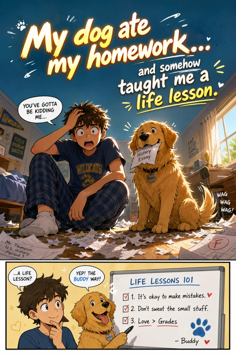 My dog ate my homework… and somehow taught me a life lesson. 🐶😂 Wait for the ending!