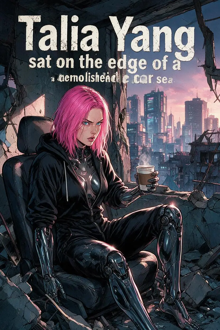 Talia Yang sat on the edge of a demolished car sea