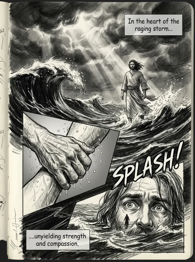 Panel 9 — Yahshua Lifts Him
