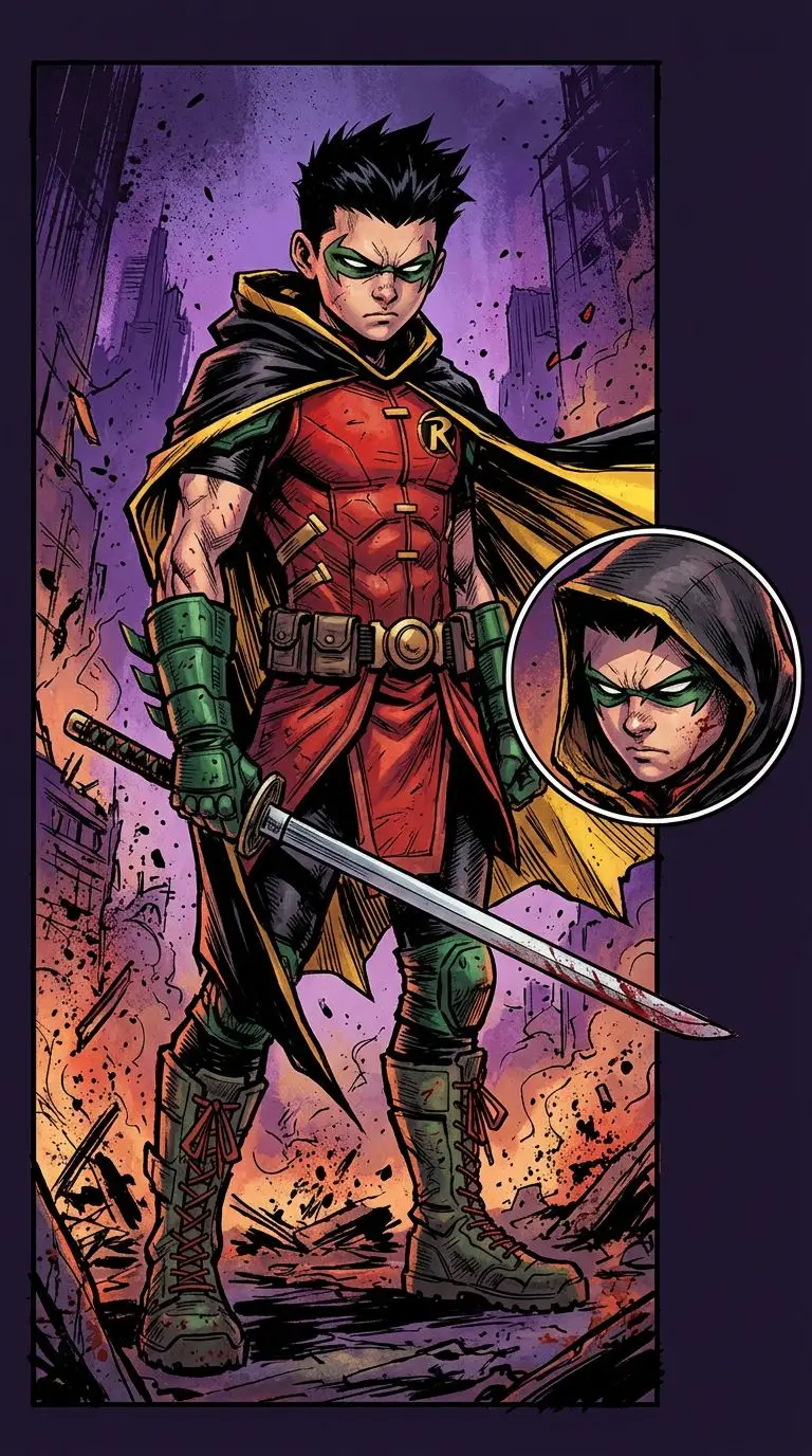 Damian Wayne portrait — AI comic character on TabStory