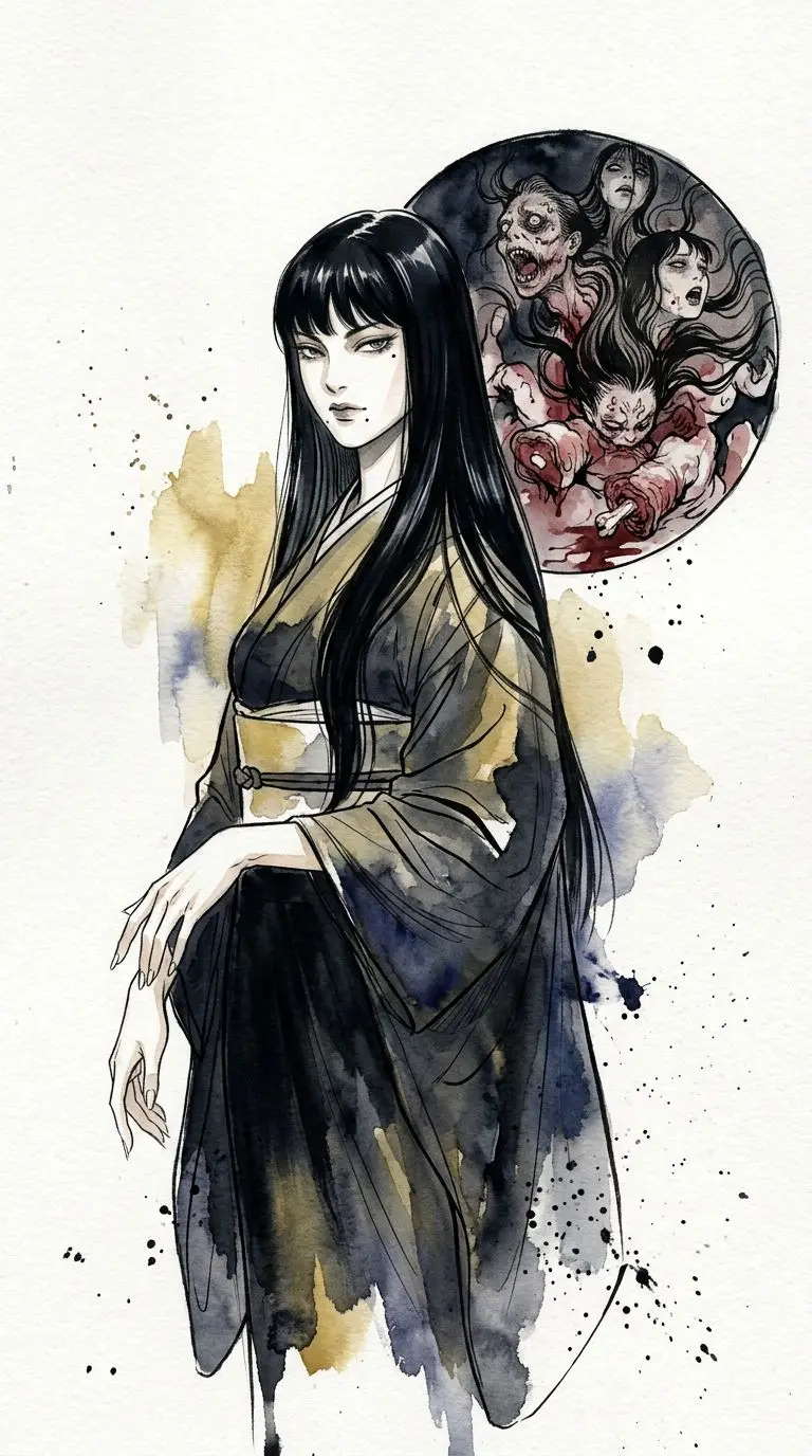 川上富江 portrait — AI comic character on TabStory