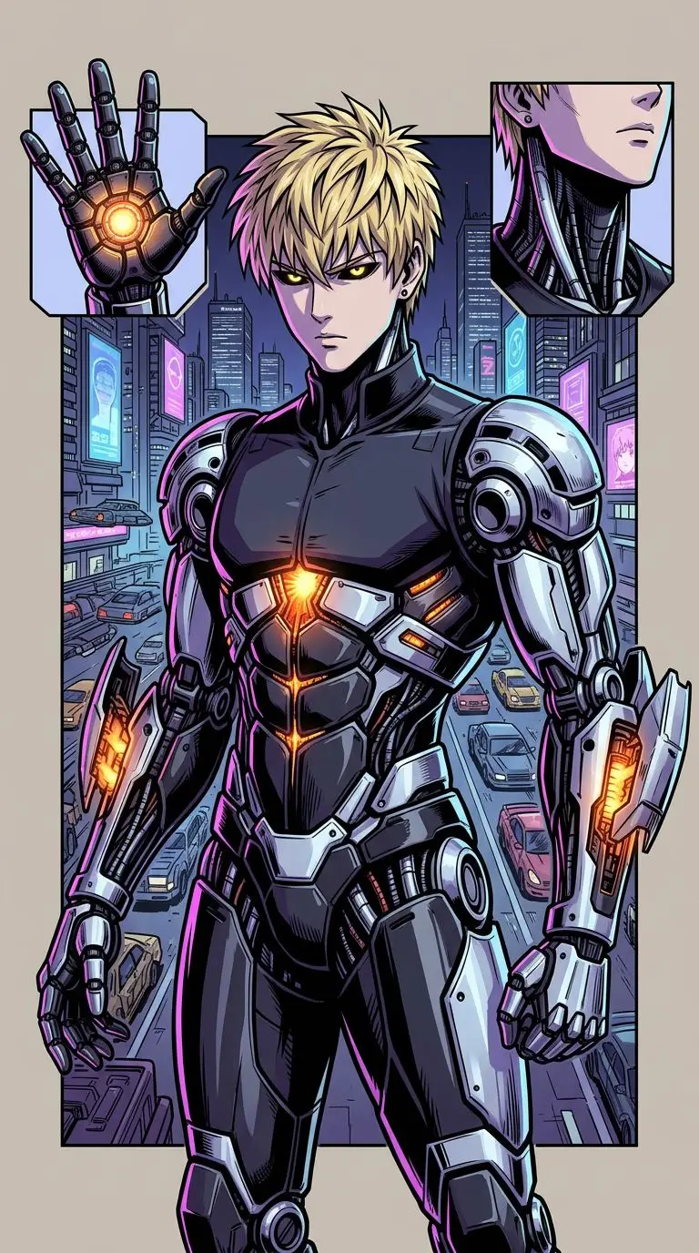 Genos portrait — AI comic character on TabStory