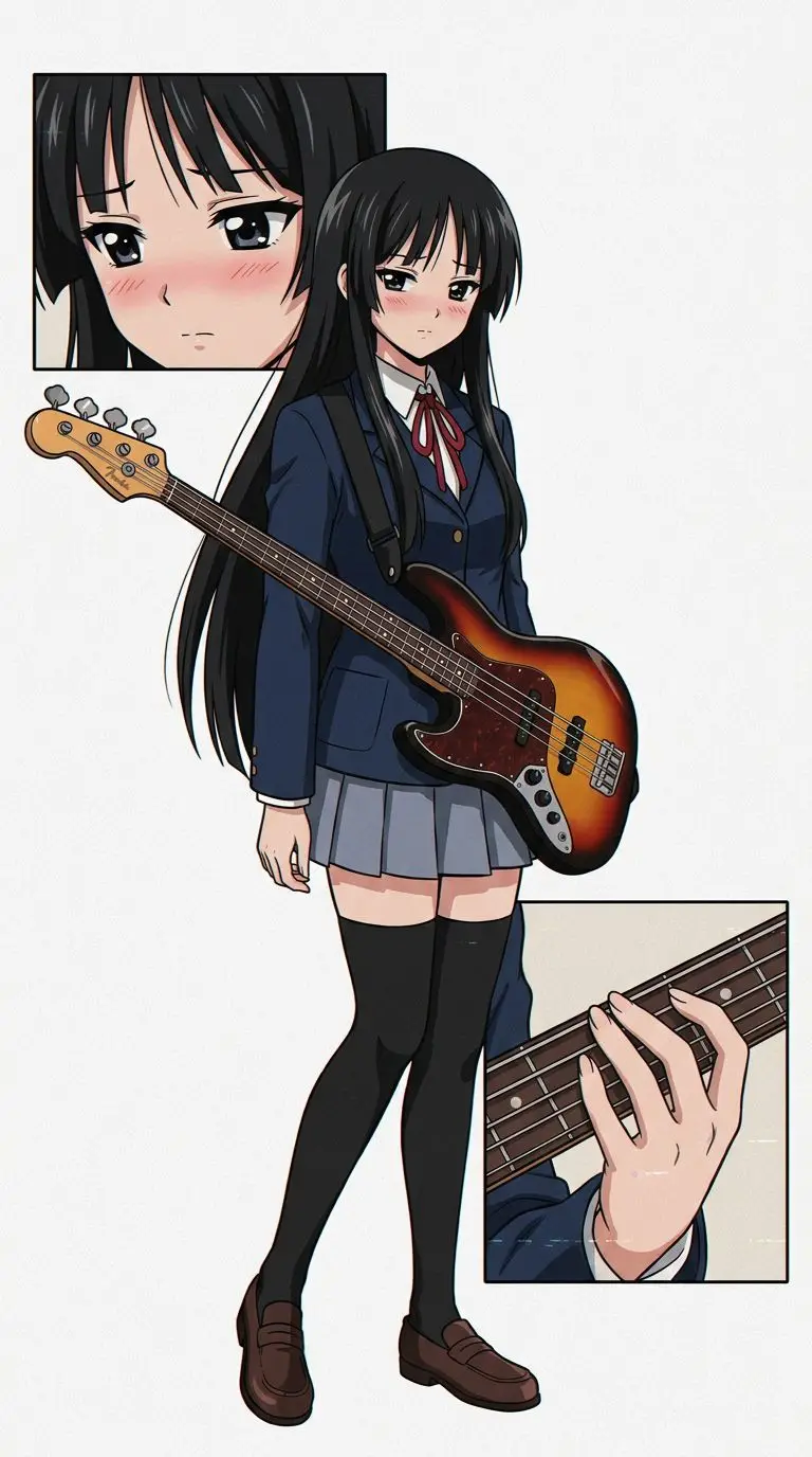 秋山澪 portrait — AI comic character on TabStory