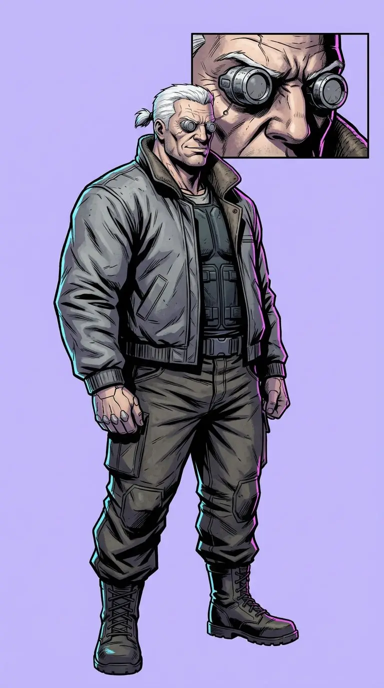 Batou portrait — AI comic character on TabStory