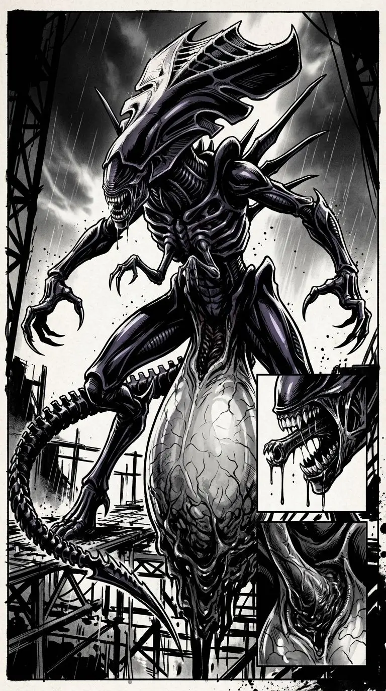 Alien Queen portrait — AI comic character on TabStory