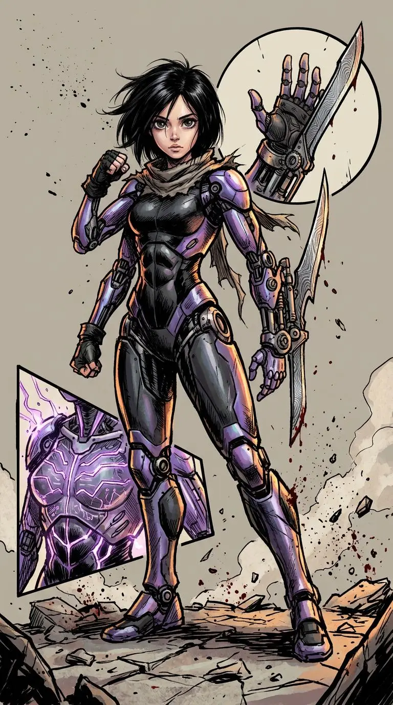 Alita portrait — AI comic character on TabStory