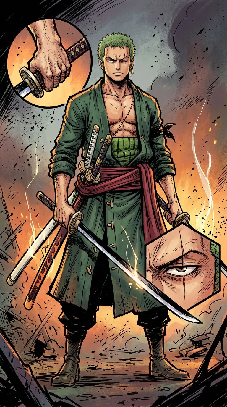 Roronoa Zoro portrait — AI comic character on TabStory