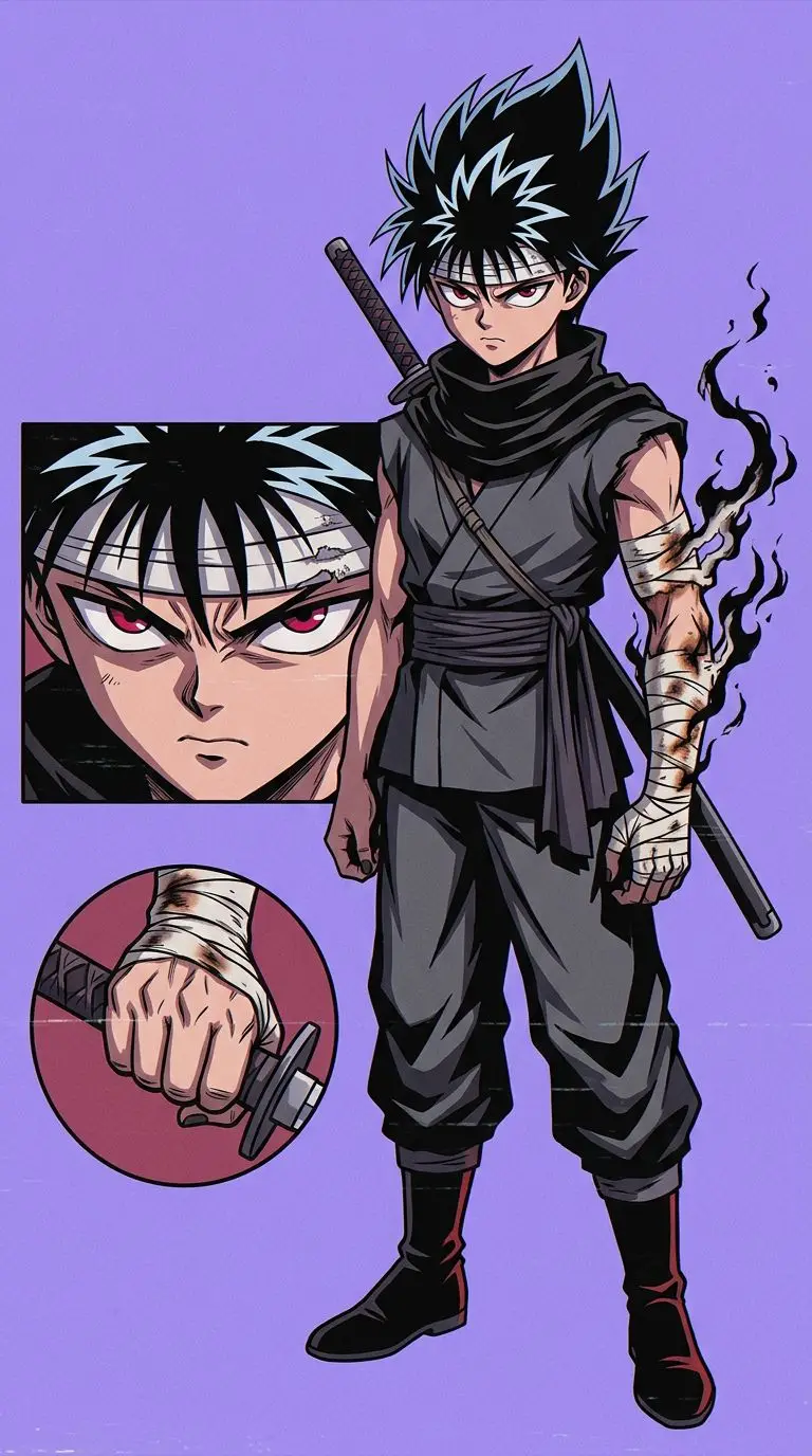 Hiei (YuYu Hakusho) portrait — AI comic character on TabStory