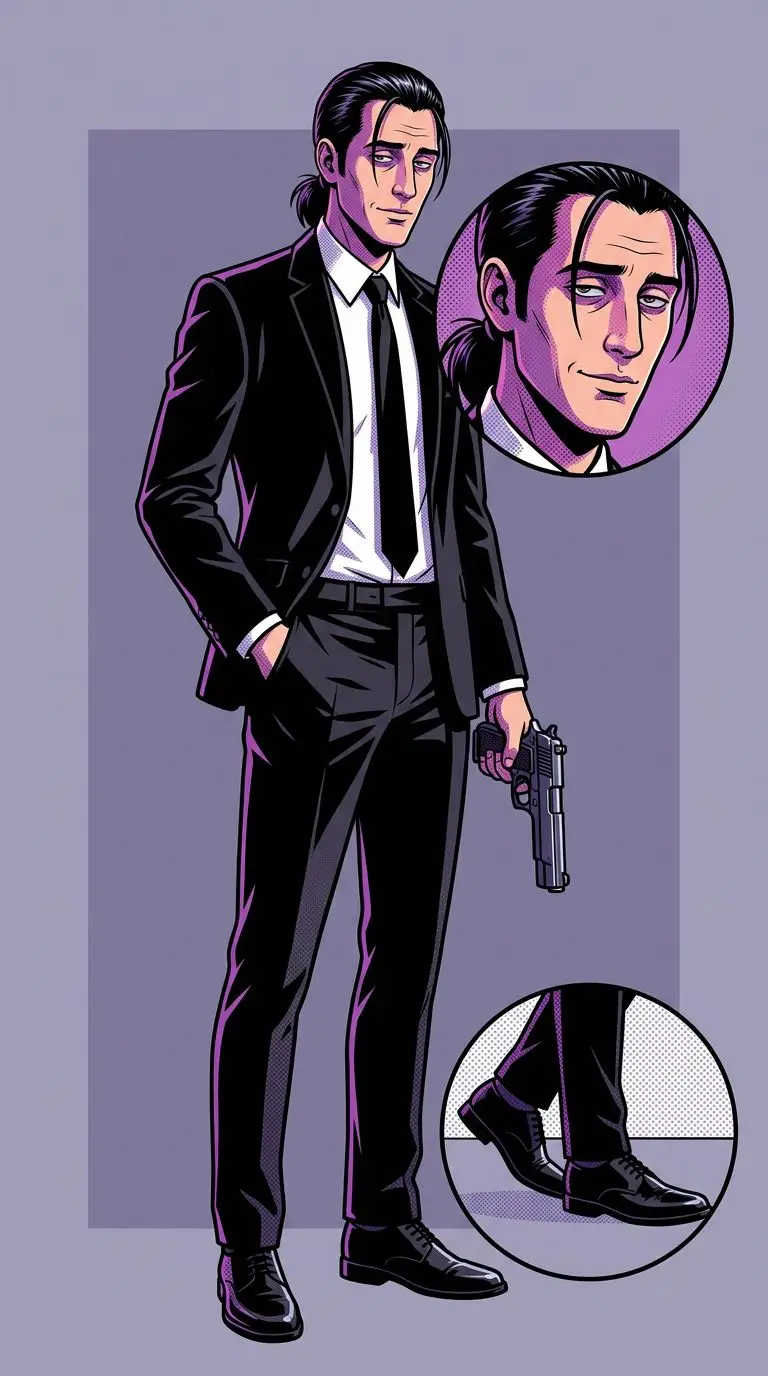 Vincent Vega portrait — AI comic character on TabStory