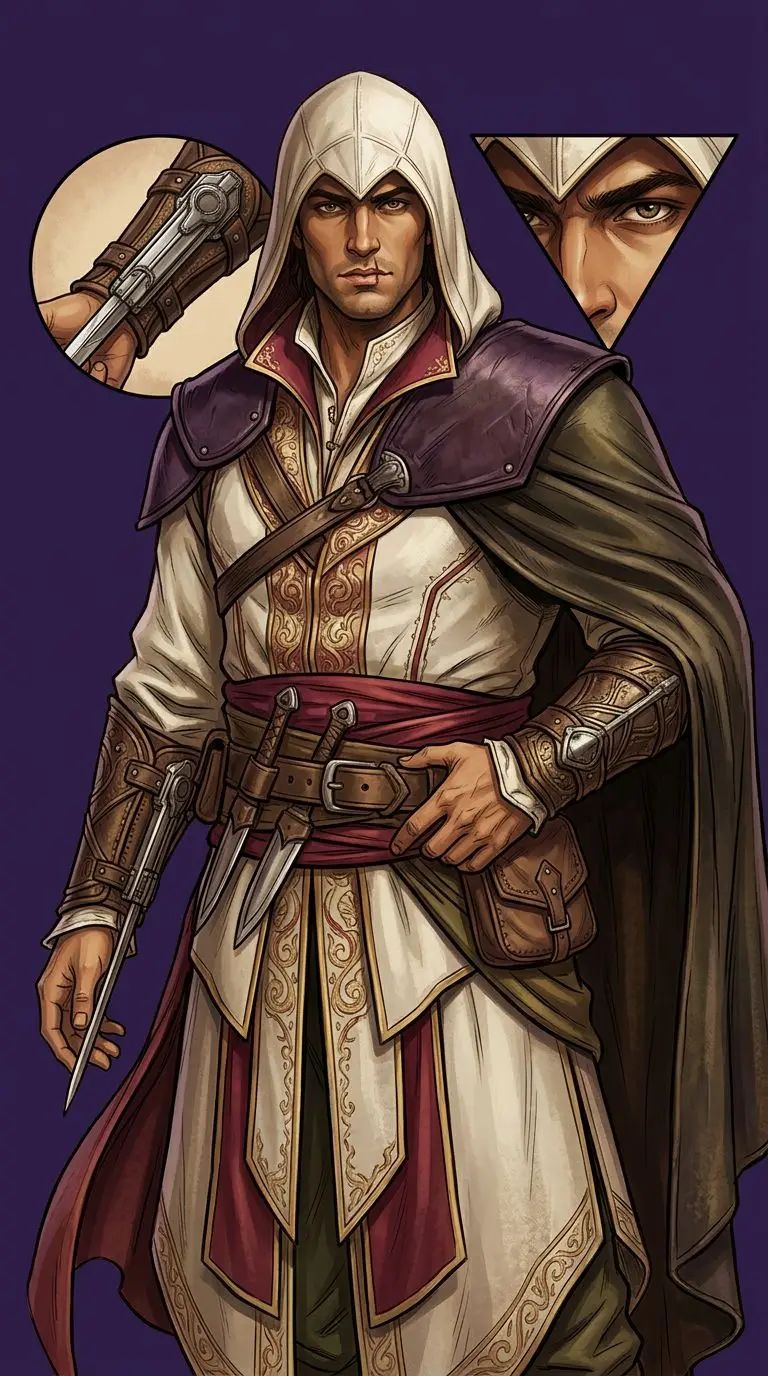 Ezio Auditore da Firenze portrait — AI comic character on TabStory