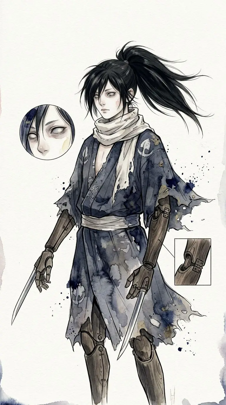 Hyakkimaru portrait — AI comic character on TabStory
