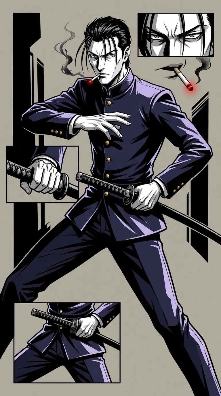 Saito Hajime portrait — AI comic character on TabStory